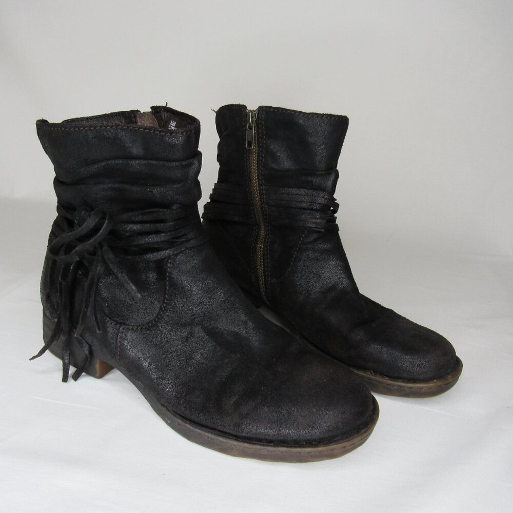 Born Black Oiled Leather Slouch Ankle Boots Women's 9.5 - Picture 7 of 10